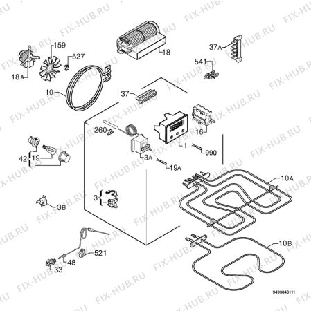 Взрыв-схема плиты (духовки) Privileg 456858_61113 - Схема узла Electrical equipment 268